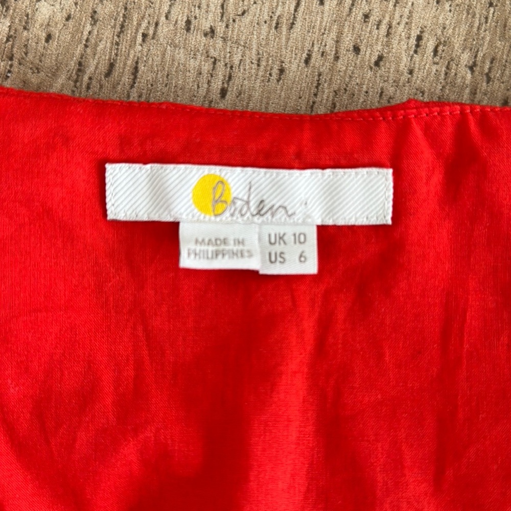 BODEN red v-neck ruffle sleeveless top sz. 6 - Picture 5 of 7